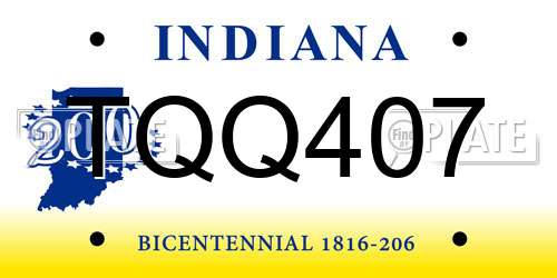 TQQ407 Indiana License Plate