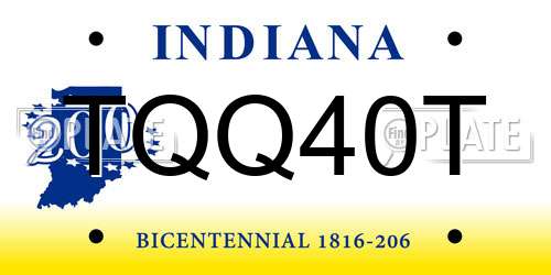 TQQ40T Indiana License Plate