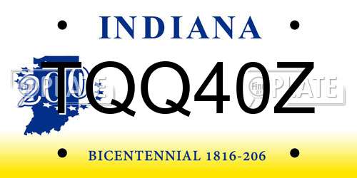 TQQ40Z Indiana License Plate