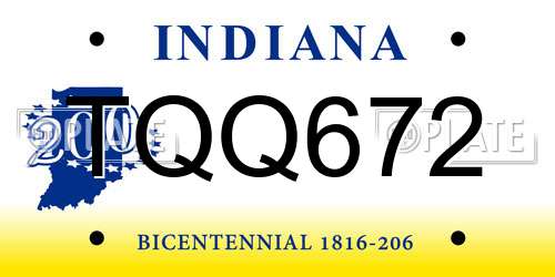 TQQ672 Indiana License Plate