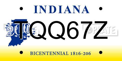 TQQ67Z Indiana License Plate
