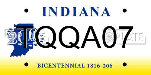 TQQA07 Indiana License Plate