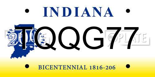 TQQG77 Indiana License Plate