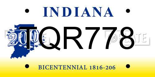 TQR778 Indiana License Plate