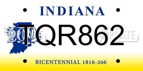 TQR862 Indiana License Plate