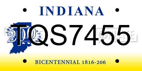 TQS7455 Indiana License Plate