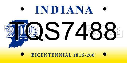 TQS7488 Indiana License Plate