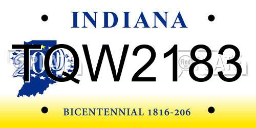 TQW2183 Indiana License Plate