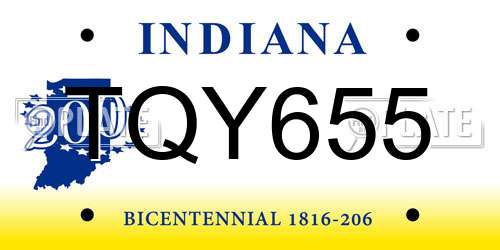 TQY655 Indiana License Plate