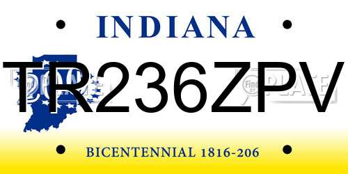 TR236ZPV Indiana License Plate