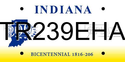 TR239EHA Indiana License Plate