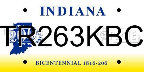 TR263KBC Indiana License Plate