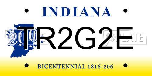 TR2G2E Indiana License Plate