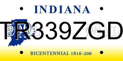 TR339ZGD Indiana License Plate