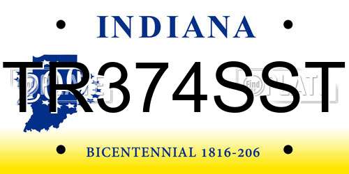 TR374SST Indiana License Plate