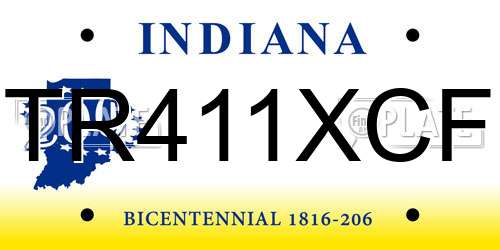 TR411XCF Indiana License Plate