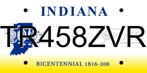 TR458ZVR Indiana License Plate