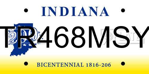 TR468MSY Indiana License Plate