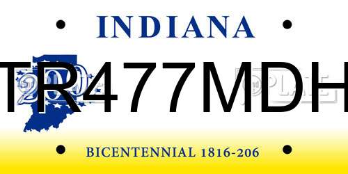 TR477MDH Indiana License Plate