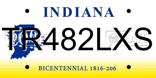 TR482LXS Indiana License Plate