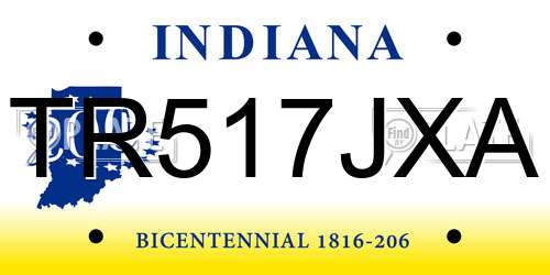 TR517JXA Indiana License Plate