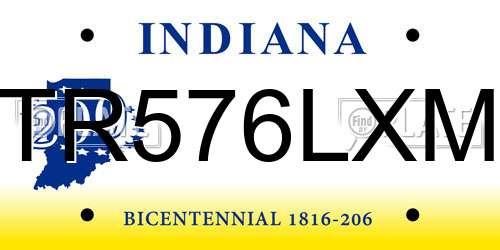 TR576LXM Indiana License Plate