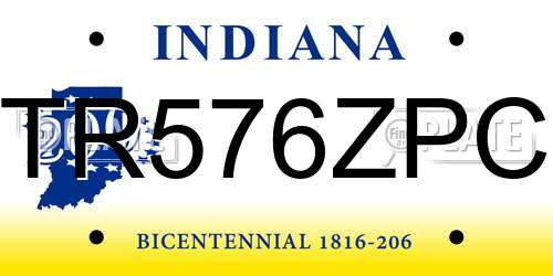 TR576ZPC Indiana License Plate