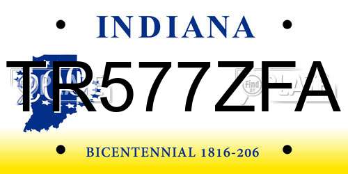 TR577ZFA Indiana License Plate