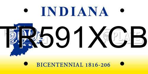TR591XCB Indiana License Plate