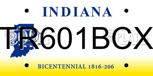 TR601BCX Indiana License Plate
