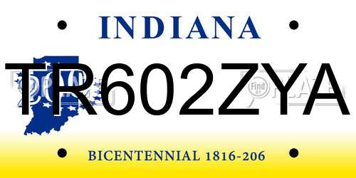 TR602ZYA Indiana License Plate