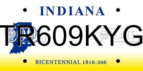 TR609KYG Indiana License Plate