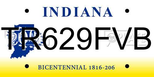 TR629FVB Indiana License Plate