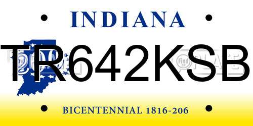 TR642KSB Indiana License Plate