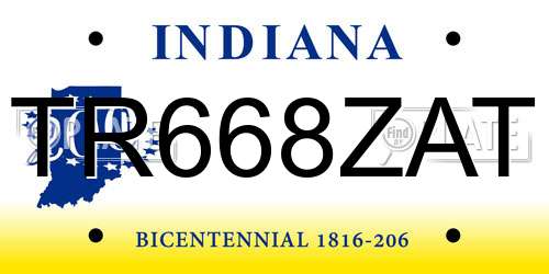 TR668ZAT Indiana License Plate