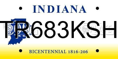 TR683KSH Indiana License Plate