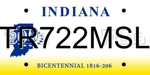 TR722MSL Indiana License Plate