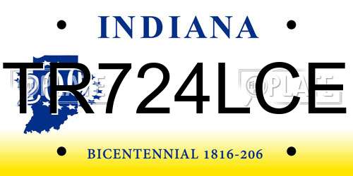 TR724LCE Indiana License Plate