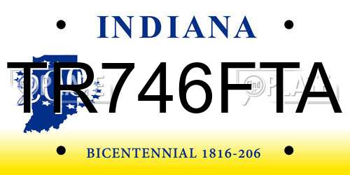 TR746FTA Indiana License Plate