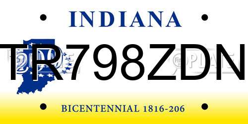 TR798ZDN Indiana License Plate