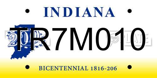TR7M010 Indiana License Plate
