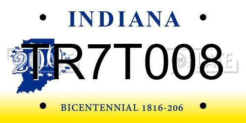 TR7T008 Indiana License Plate