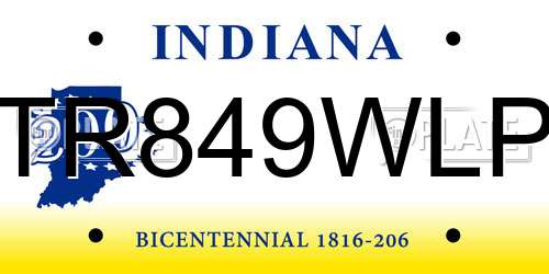 TR849WLP Indiana License Plate