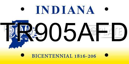 TR905AFD Indiana License Plate
