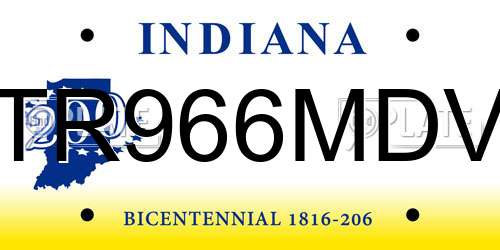 TR966MDV Indiana License Plate