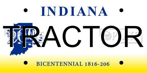TRACTOR Indiana License Plate