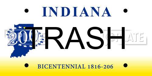 TRASH Indiana License Plate