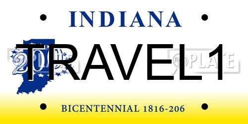 TRAVEL1 Indiana License Plate