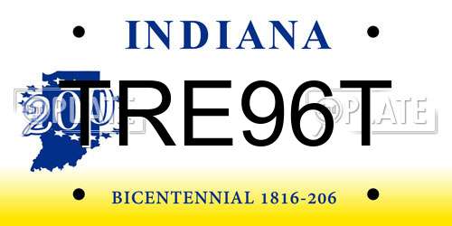 TRE96T Indiana License Plate