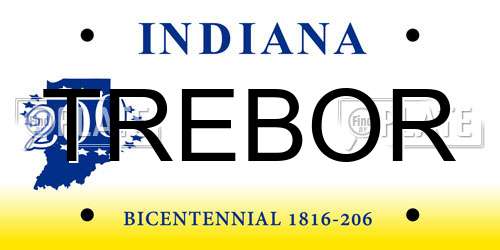 TREBOR Indiana License Plate